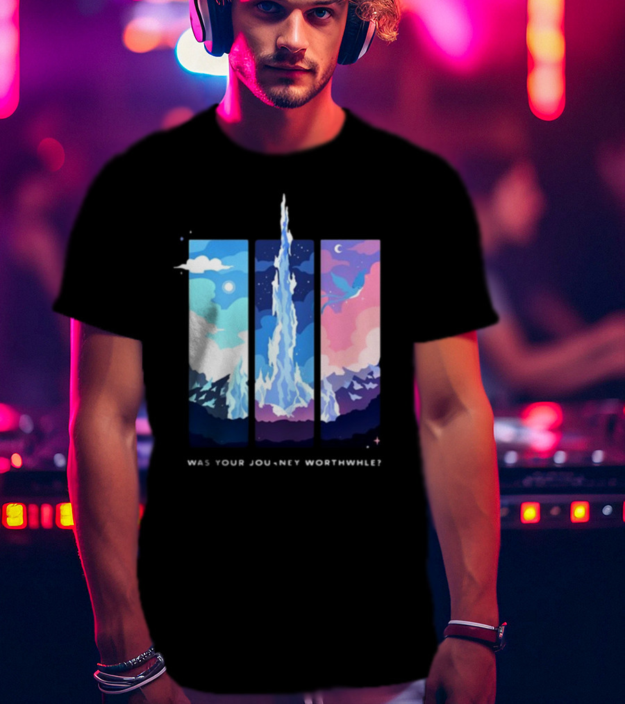 Was Your Journey Worthwhile Cosmic Mountain Sky Triptych T-Shirt