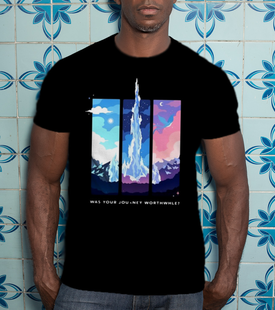 Was Your Journey Worthwhile Cosmic Mountain Sky Triptych T-Shirt