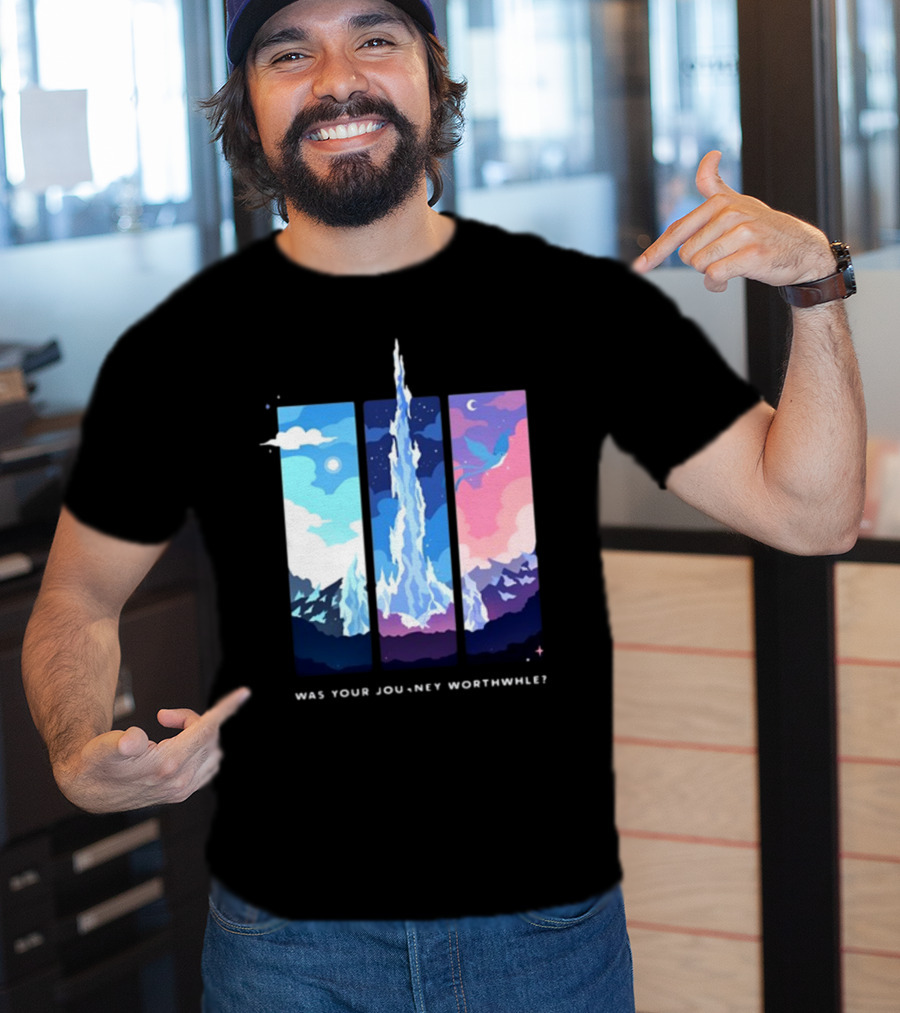 Was Your Journey Worthwhile Cosmic Mountain Sky Triptych T-Shirt