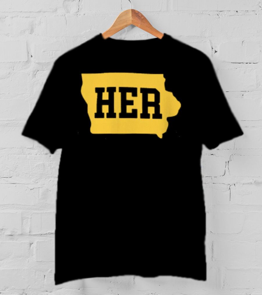 Iowa Her Gold State Outline T-Shirt