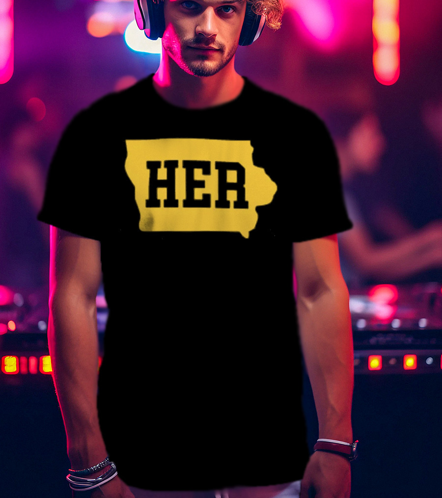Iowa Her Gold State Outline T-Shirt