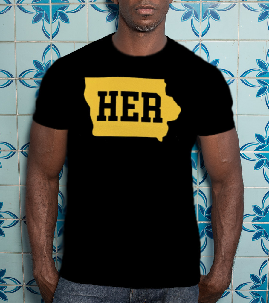 Iowa Her Gold State Outline T-Shirt