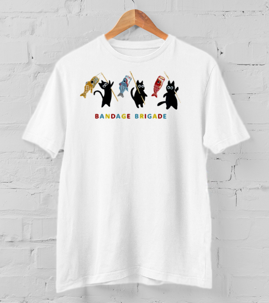 Bandage Brigade Cats With Colorful Fish Kites T-Shirt