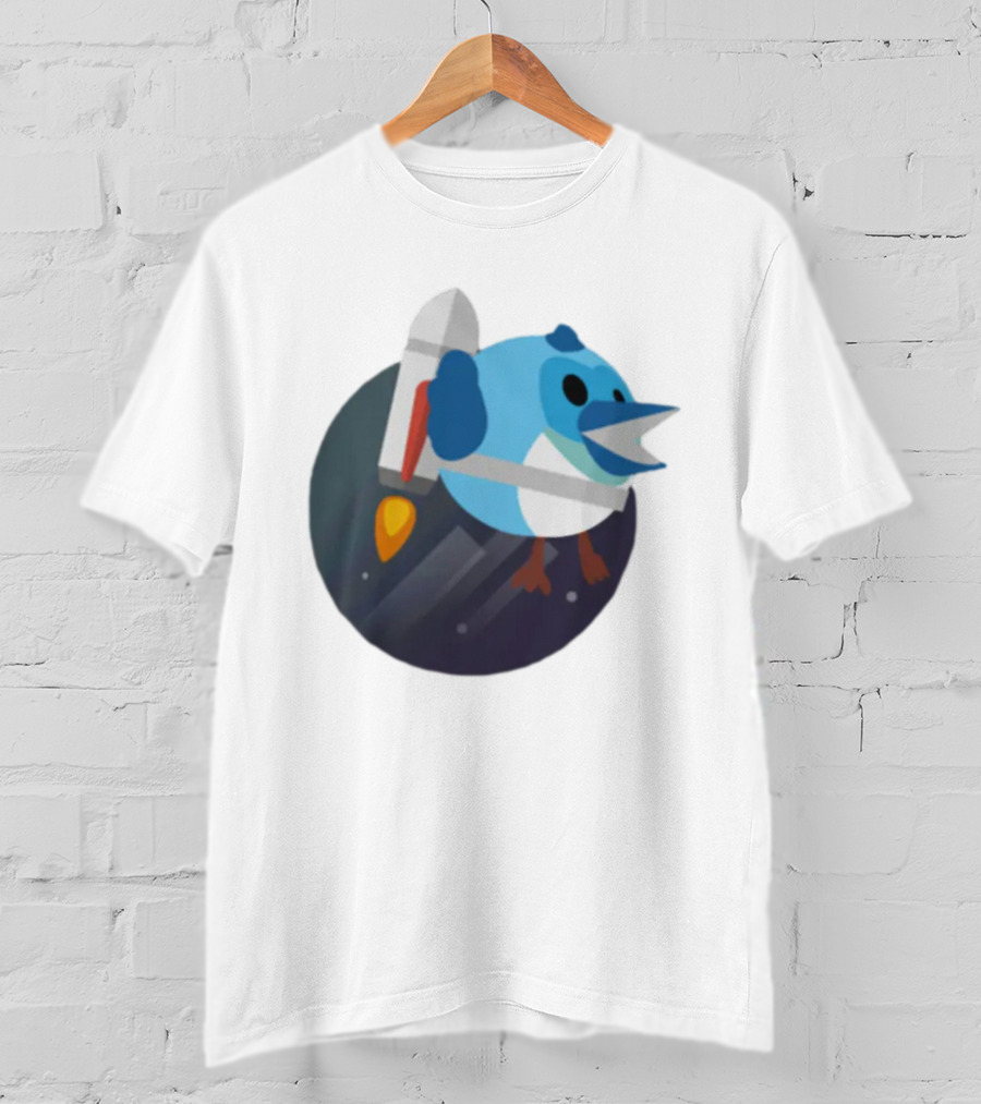 Flutter Dart Dash Iconic Rocket-Powered Bird Character T-Shirt
