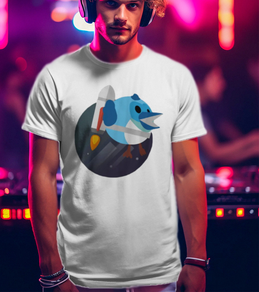 Flutter Dart Dash Iconic Rocket-Powered Bird Character T-Shirt