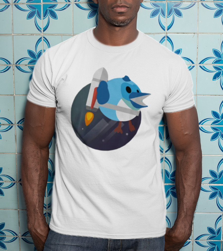Flutter Dart Dash Iconic Rocket-Powered Bird Character T-Shirt