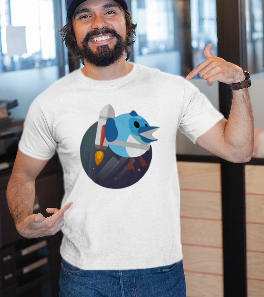 Flutter Dart Dash Iconic Rocket-Powered Bird Character T-Shirt