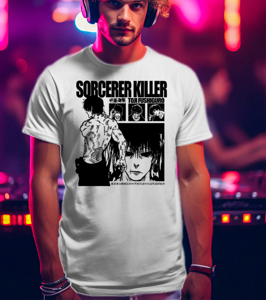 SORCERER KILLER TOJI FUSHIGURO Jujutsu Kaisen Manga Panels T-Shirt