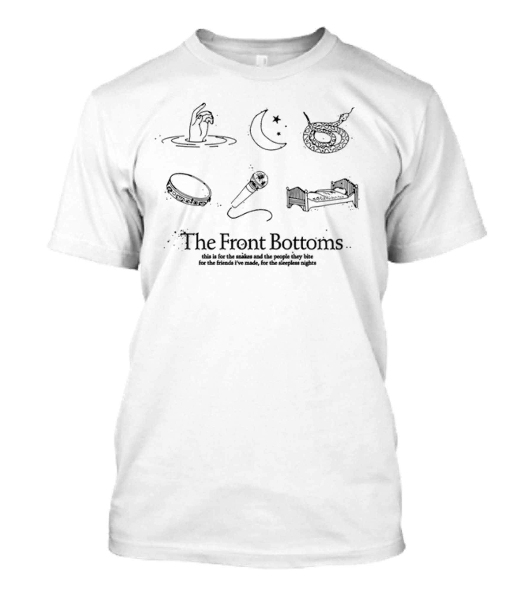 The Front Bottoms Moon Snakes Mic Bed Twin Size Sleepless Nights Friends Made T-Shirt