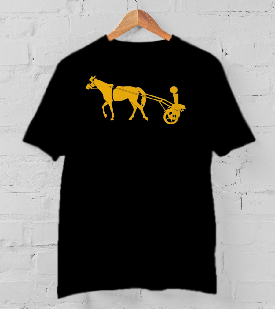 Horse Cart Silhouette With Rider In Yellow T-Shirt