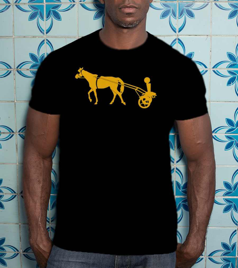 Horse Cart Silhouette With Rider In Yellow T-Shirt