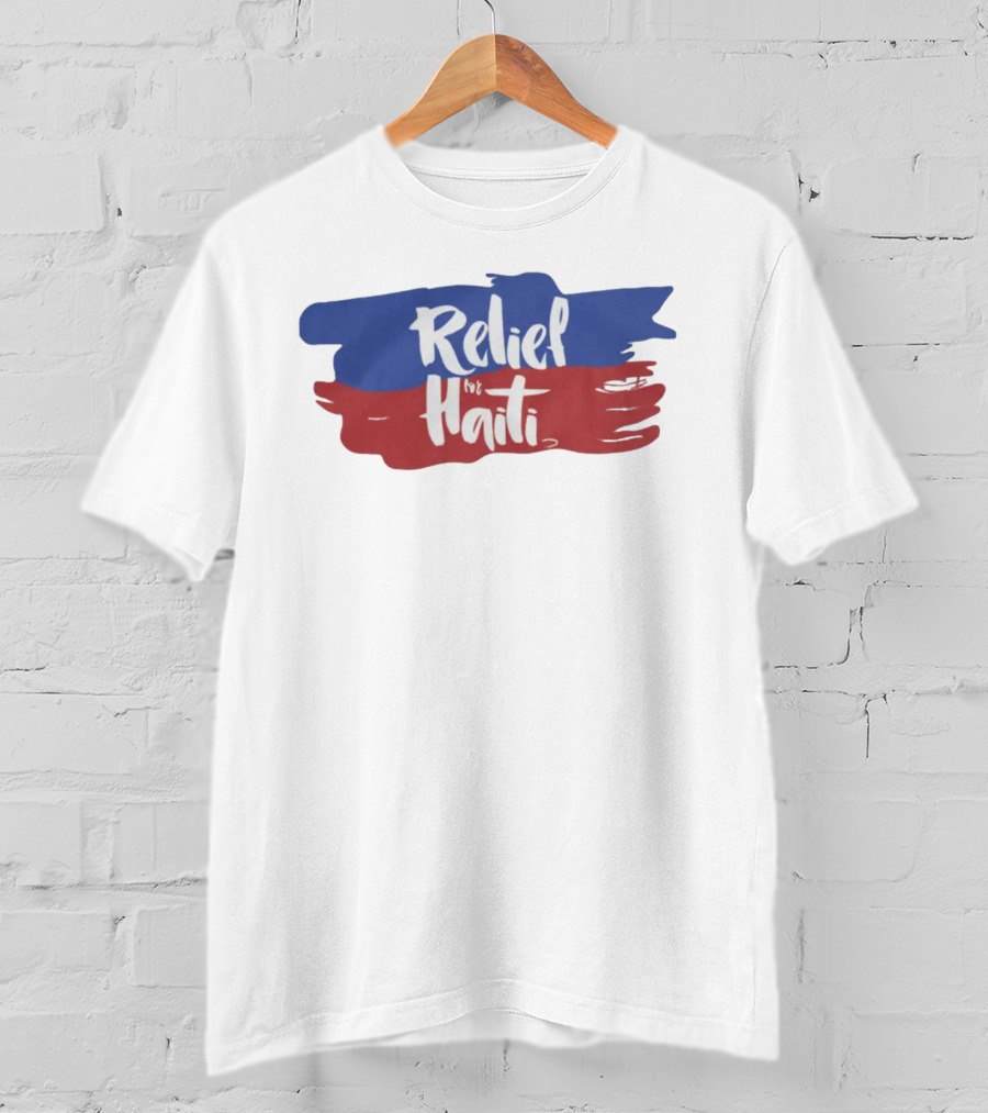 Relief For Haiti Blue And Red Brush Stroke T-Shirt