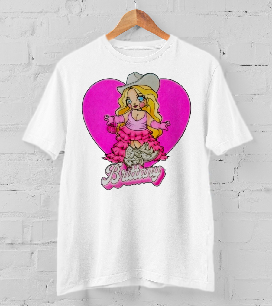 Brittany Heart Cowgirl Doll Boots Pink Ruffles Cartoon T-Shirt