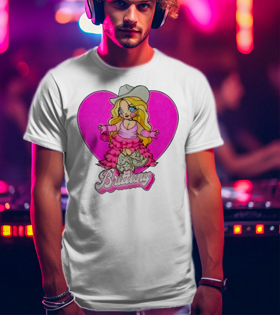 Brittany Heart Cowgirl Doll Boots Pink Ruffles Cartoon T-Shirt