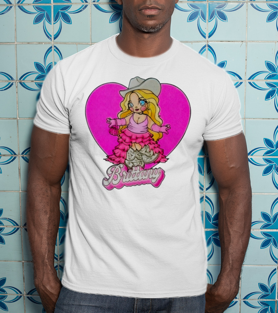 Brittany Heart Cowgirl Doll Boots Pink Ruffles Cartoon T-Shirt