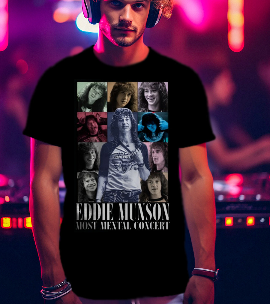 Eddie Munson Most Mental Concert Collage With Iconic Moments T-Shirt