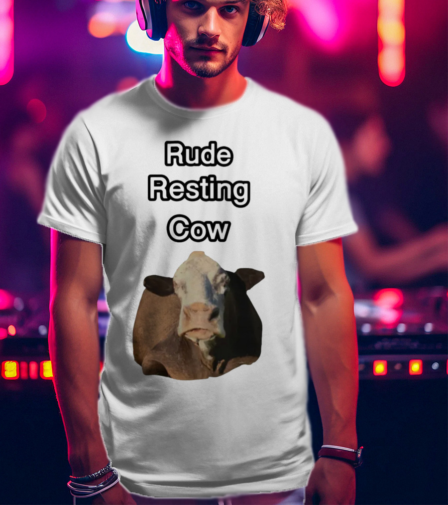 Rude Resting Cow Expression T-Shirt