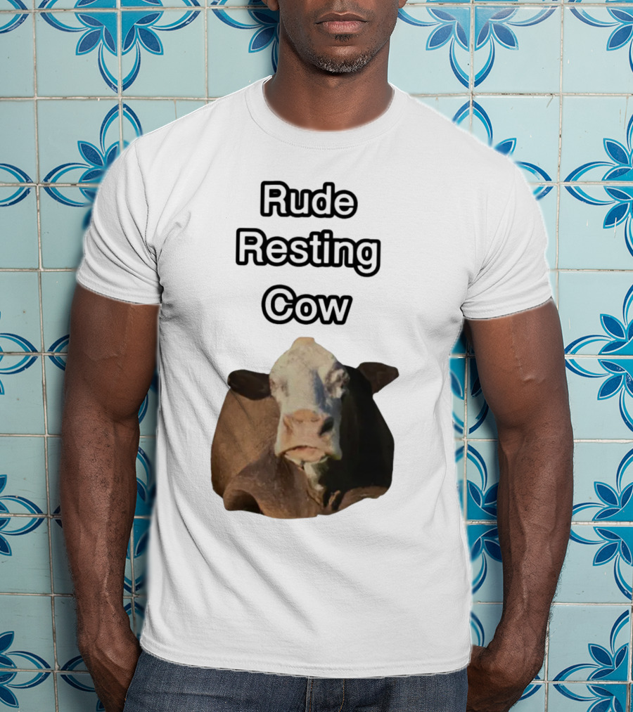 Rude Resting Cow Expression T-Shirt