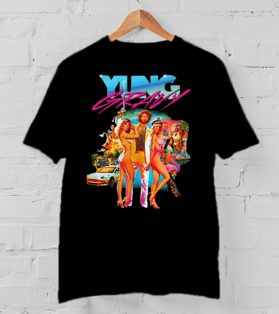 Yung Gravy Retro Miami Vice Aesthetic Vibrant Party Scene T-Shirt