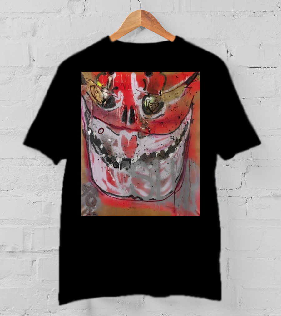 Mutant Ochre Skull Graffiti Drip T-Shirt