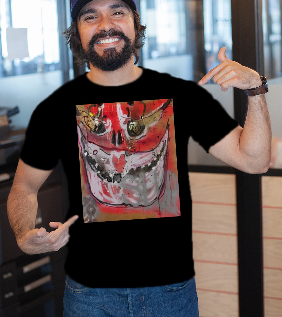 Mutant Ochre Skull Graffiti Drip T-Shirt