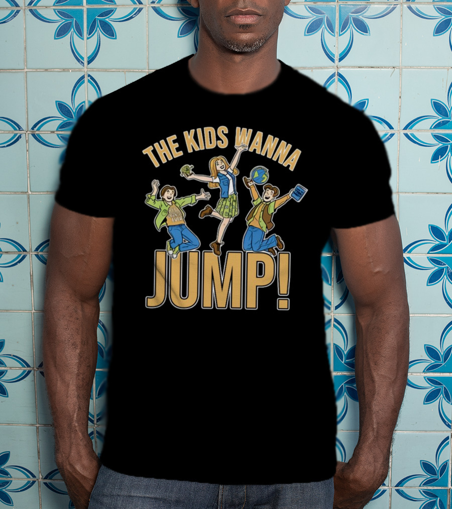 The Kids Wanna Jump Enthusiastically With Books And Globe T-Shirt