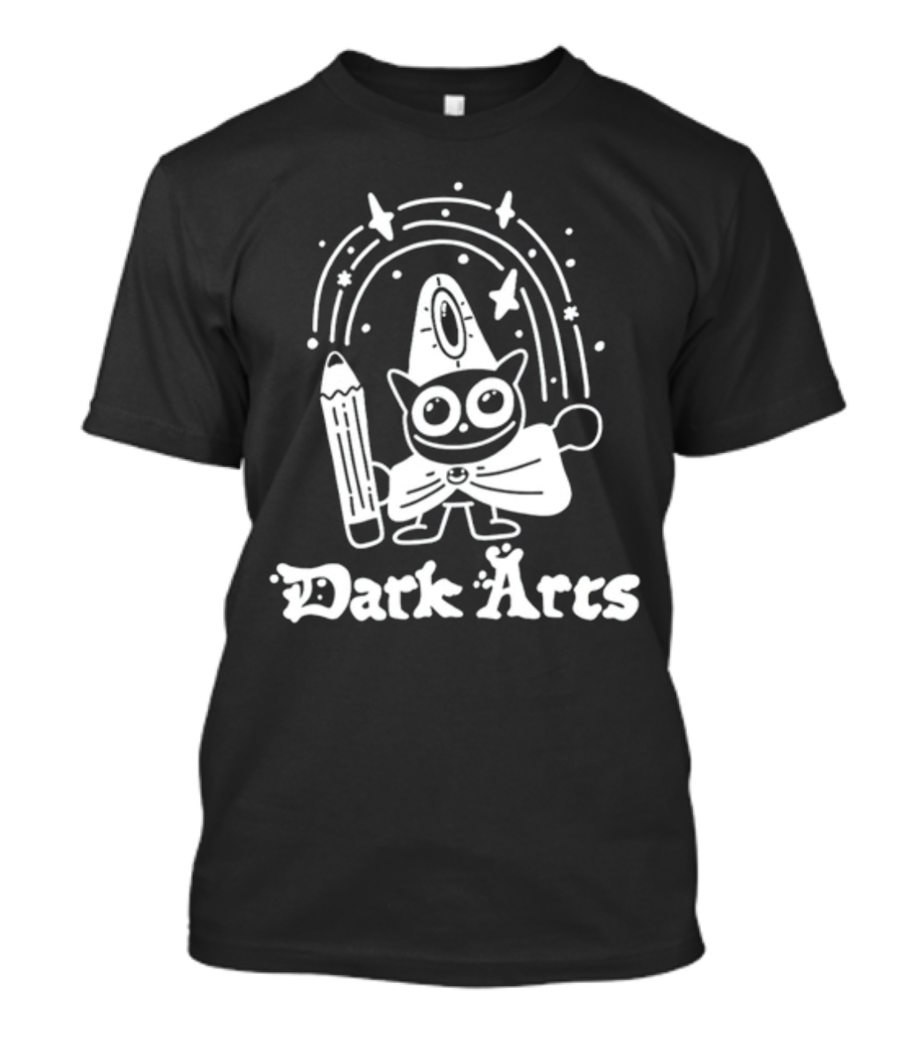 Dark Arts Wizard Cat With Pencil Under Rainbow T-Shirt