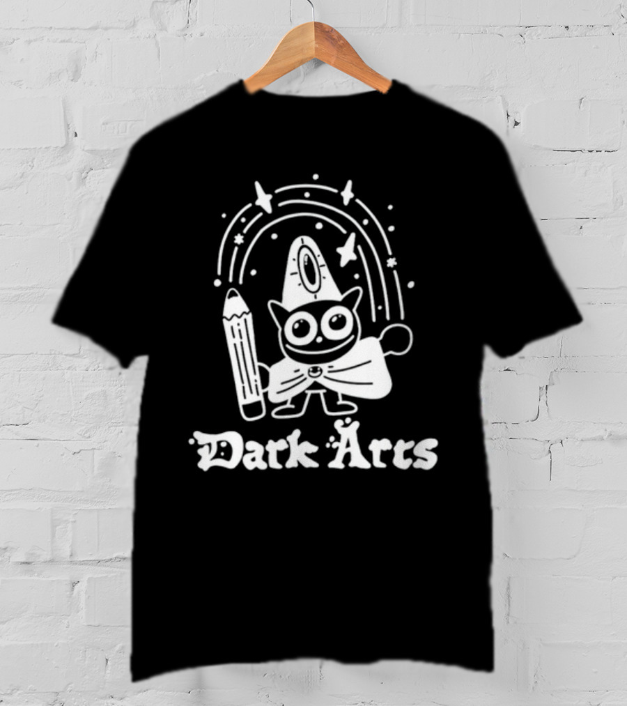 Dark Arts Wizard Cat With Pencil Under Rainbow T-Shirt