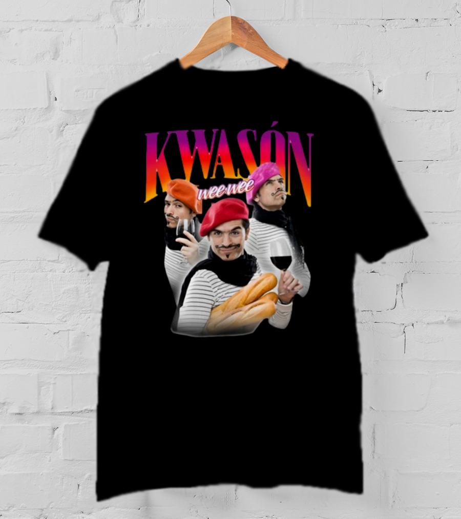 KWASÓN Wee Wee Baguette Trio With Wine And Beret T-Shirt