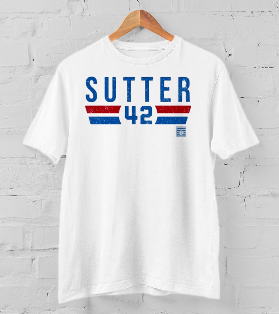 Sutter 42 Blue And Red Stripes National Baseball Hall Of Fame Museum T-Shirt