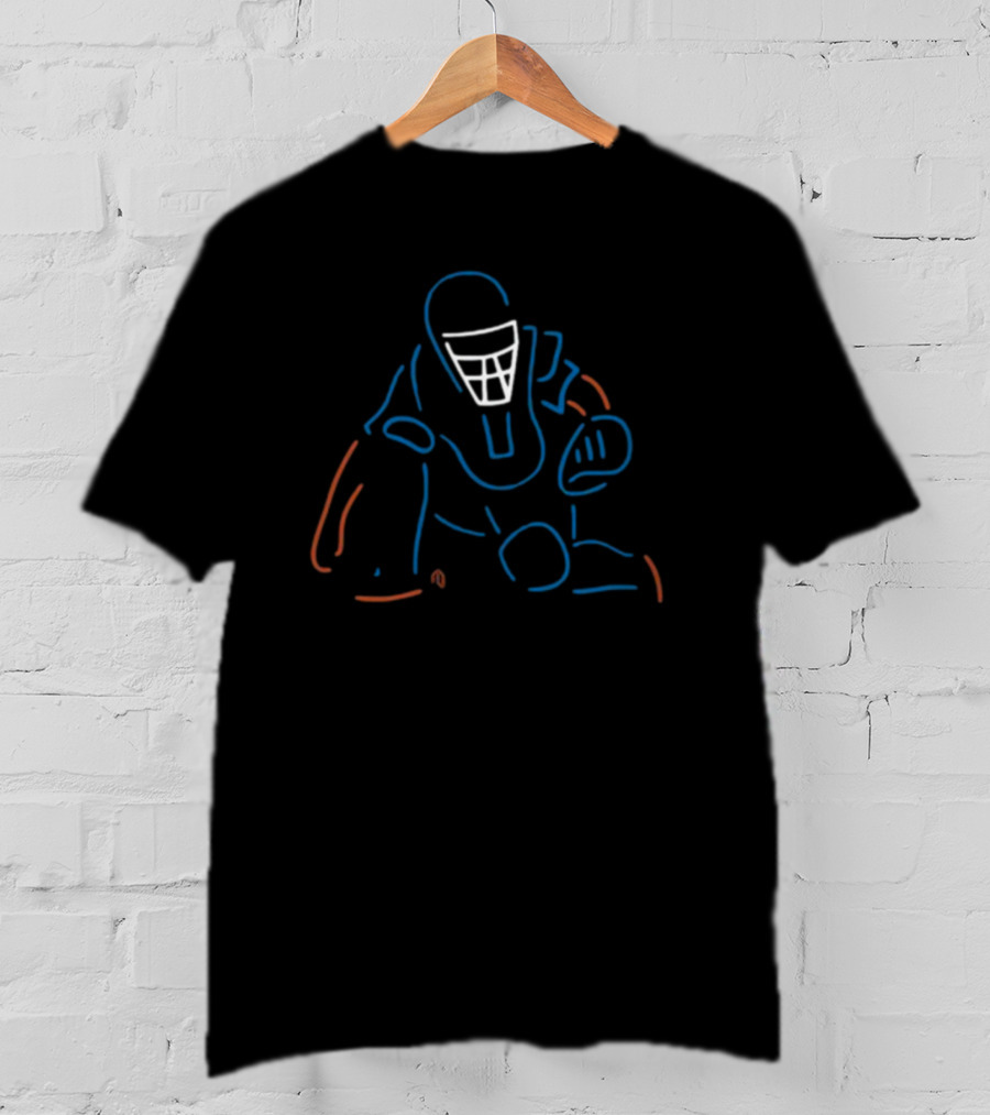 Custom Catcher's Neon Baseball Gear Outline T-Shirt