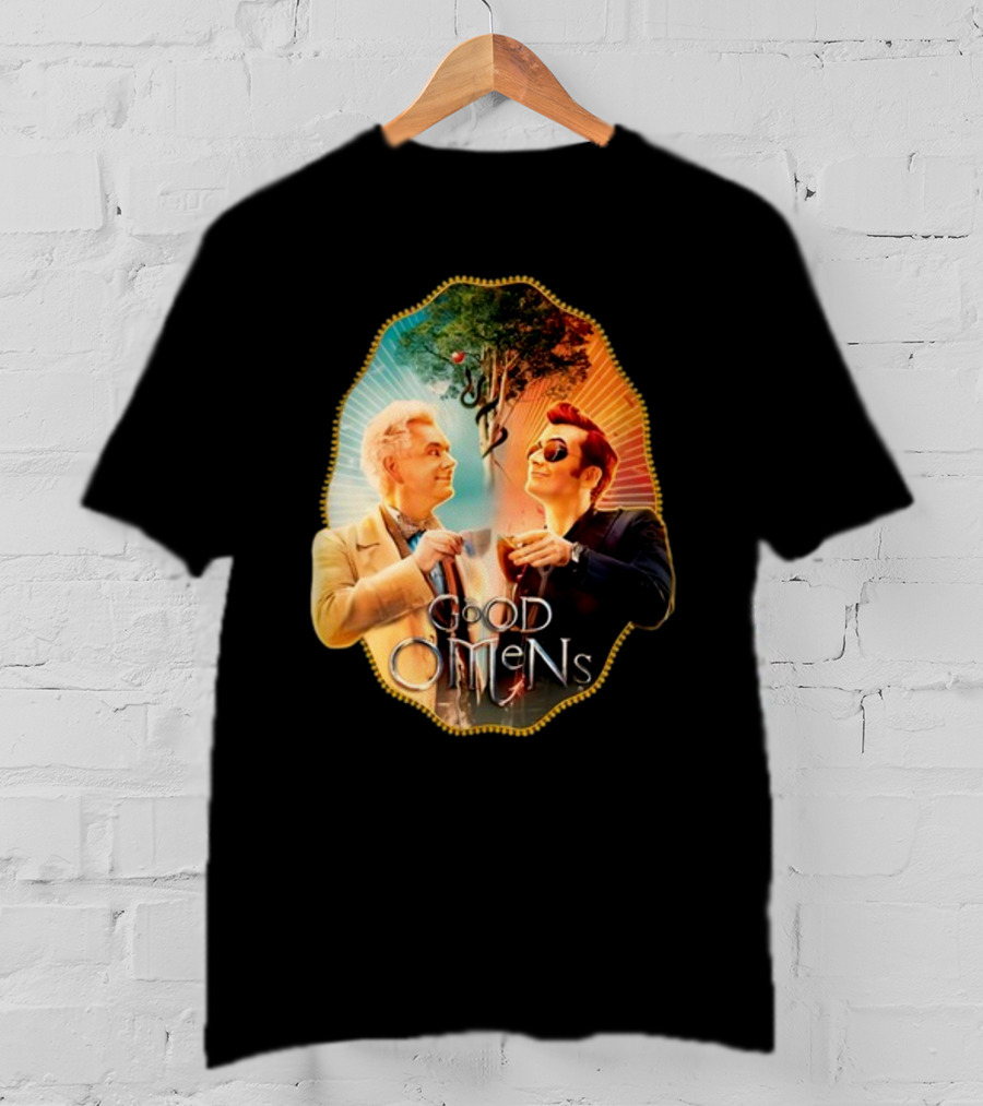 Good Omens A Toast To The World With Angel And Demon Under Tree T-Shirt
