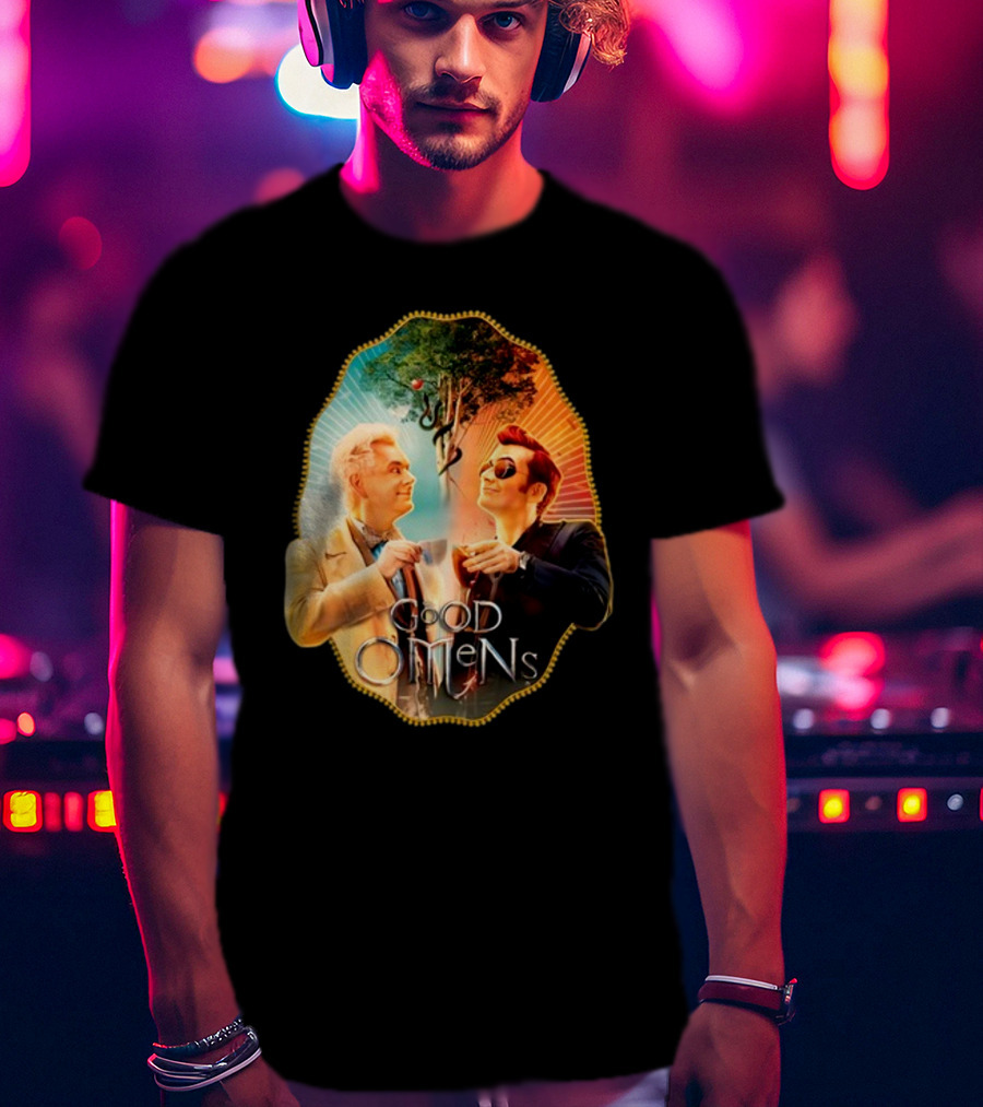 Good Omens A Toast To The World With Angel And Demon Under Tree T-Shirt