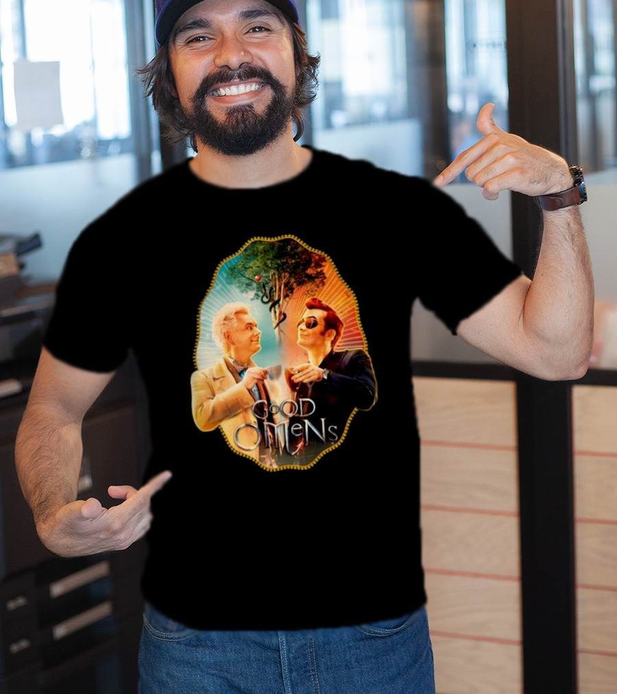 Good Omens A Toast To The World With Angel And Demon Under Tree T-Shirt