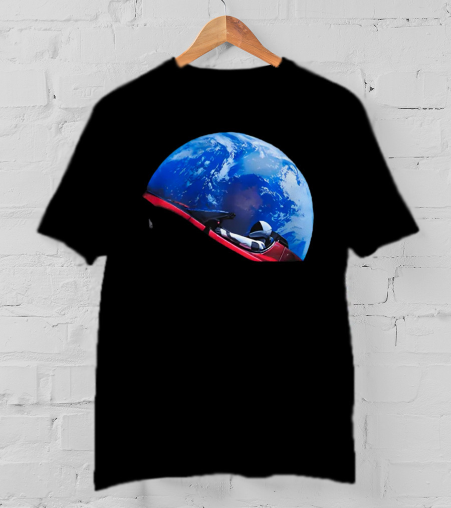 Spacex Starman In Tesla Roadster Orbiting Earth T-Shirt