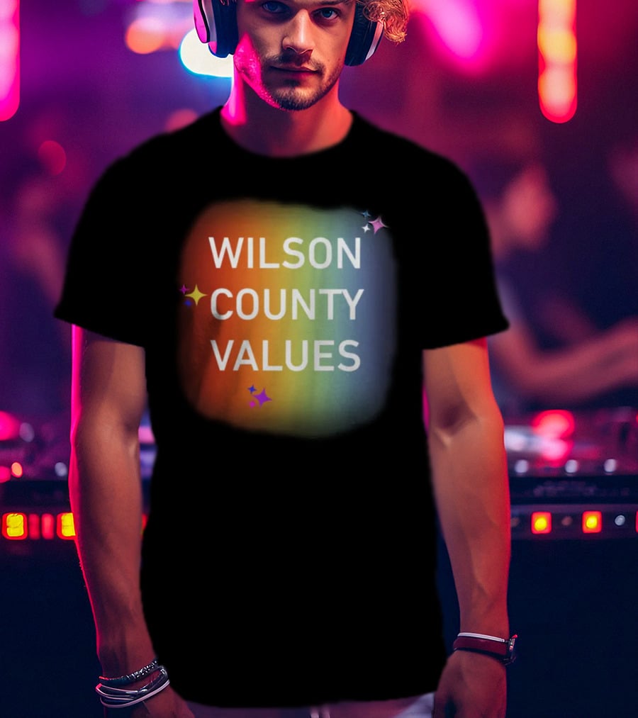 WILSON COUNTY VALUES Rainbow Colors With Stars T-Shirt