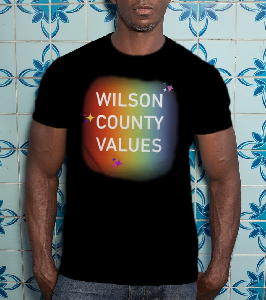 WILSON COUNTY VALUES Rainbow Colors With Stars T-Shirt