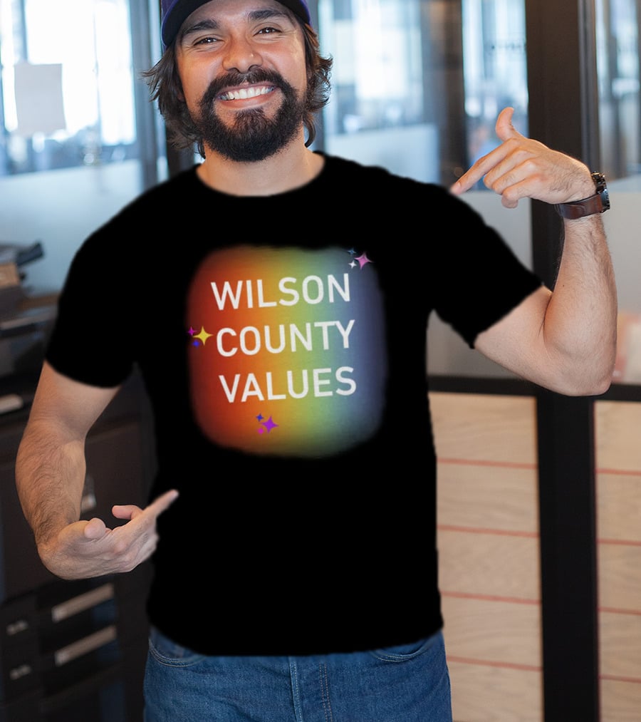 WILSON COUNTY VALUES Rainbow Colors With Stars T-Shirt