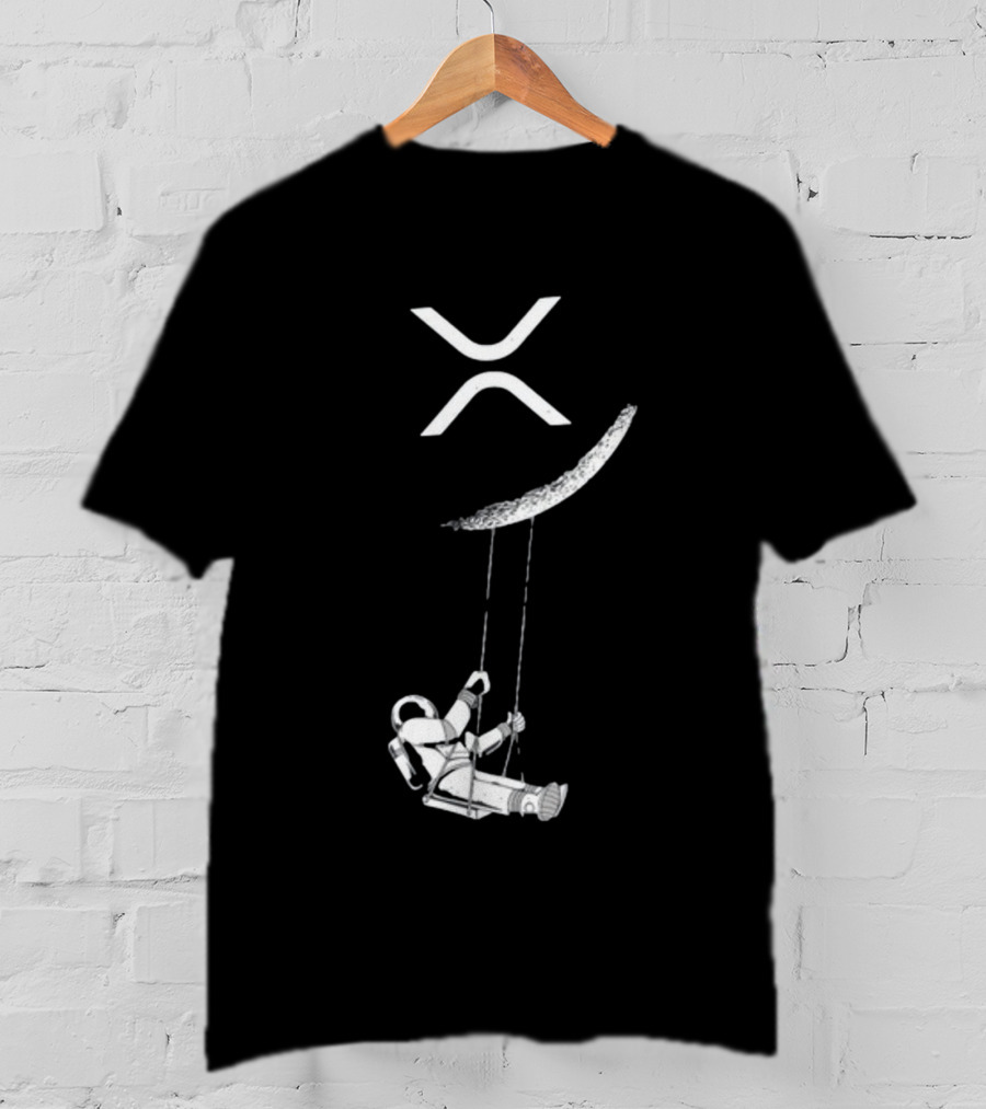 Lyndsey XRP Blockchain Cryptocurrency Community Astronaut Swinging On Moon T-Shirt