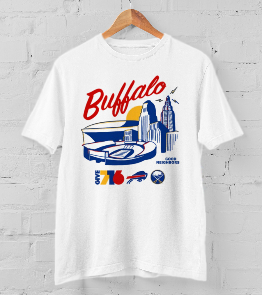 Buffalo Good Neighbors Skyline Give 716 Sabres Bills Elements T-Shirt