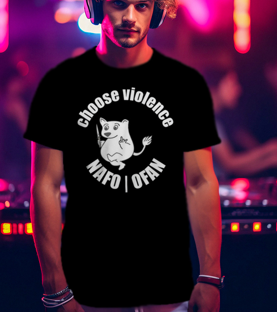 Choose Violence Nafo Ofan Knife-Wielding Cartoon Character T-Shirt