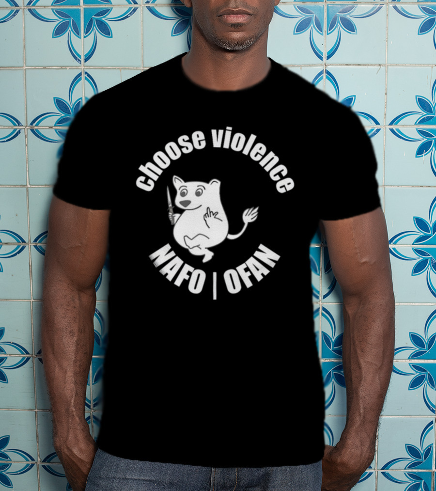 Choose Violence Nafo Ofan Knife-Wielding Cartoon Character T-Shirt