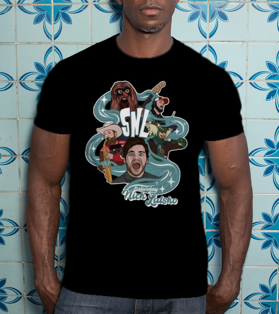 Nick Lutsko SNL Saturday Characters With Guitar And Microphone T-Shirt