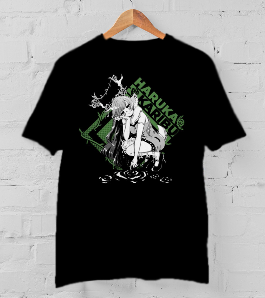 HARUKA KARIBU Manga Style Girl With Deer Antlers And Roses T-Shirt