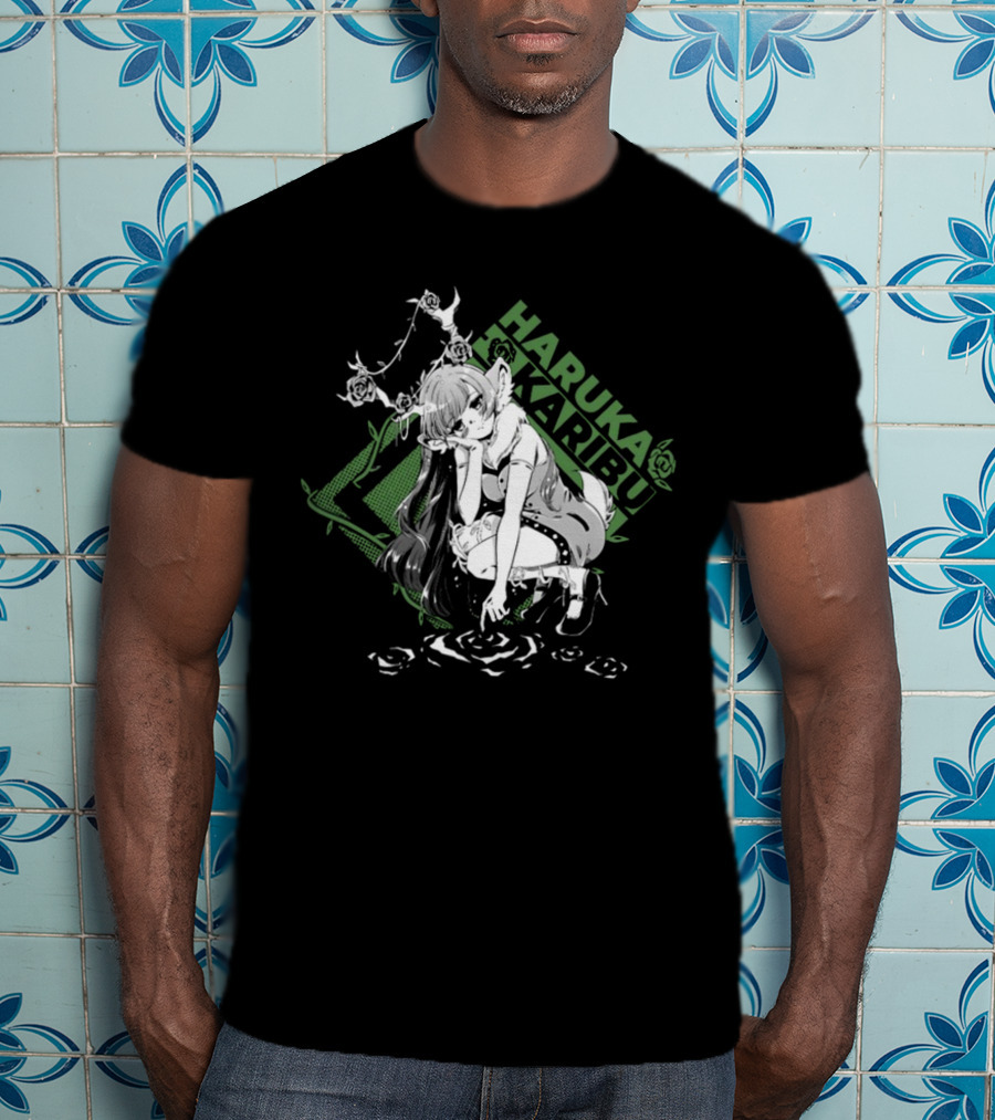 HARUKA KARIBU Manga Style Girl With Deer Antlers And Roses T-Shirt