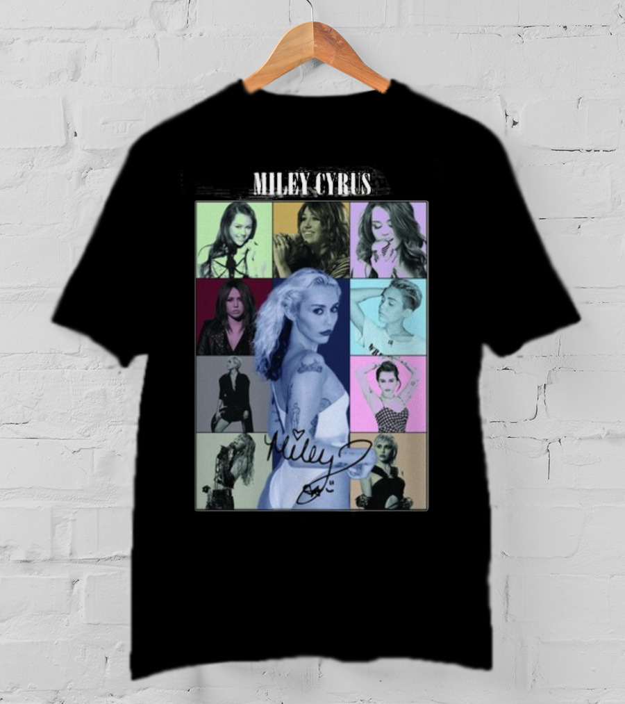 Miley Cyrus Collage With Autograph And Eras Tour T-Shirt