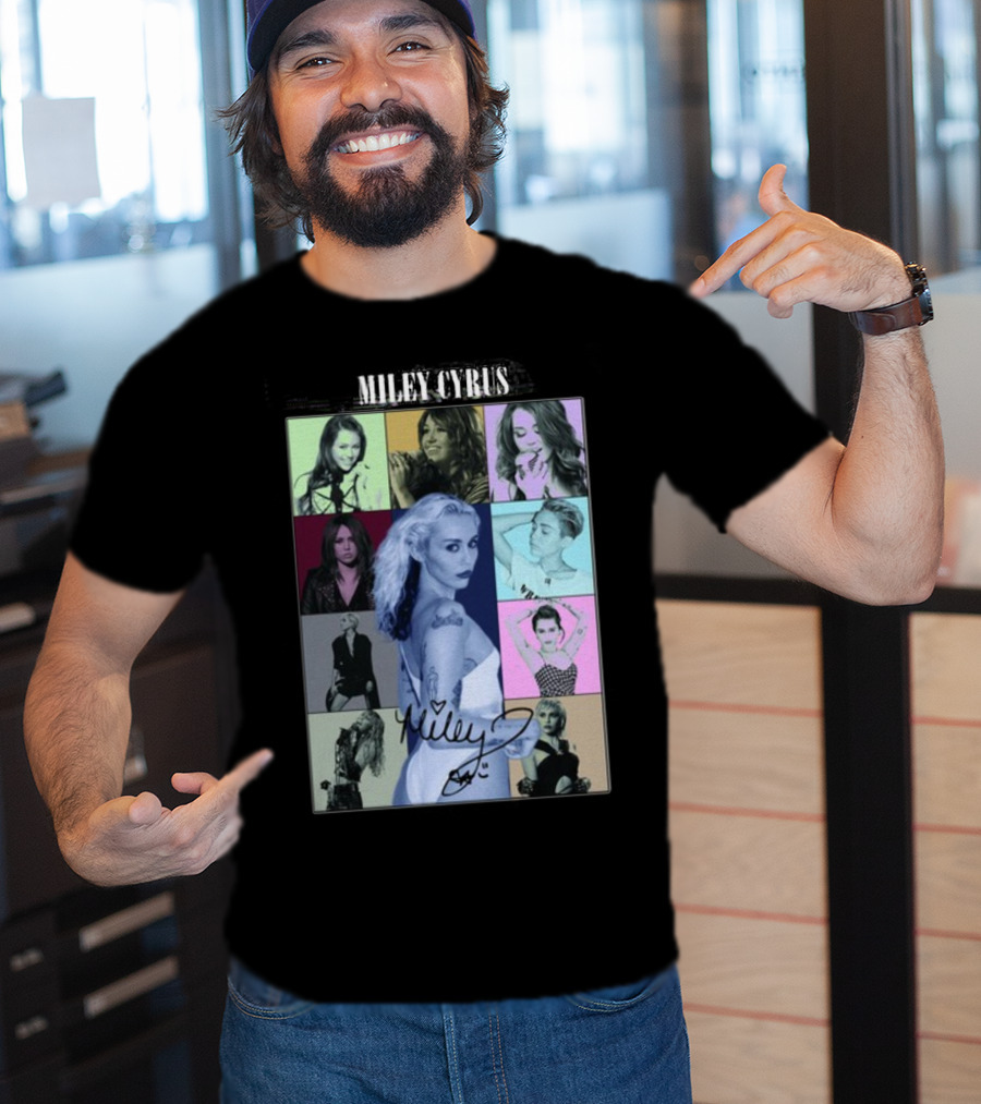 Miley Cyrus Collage With Autograph And Eras Tour T-Shirt