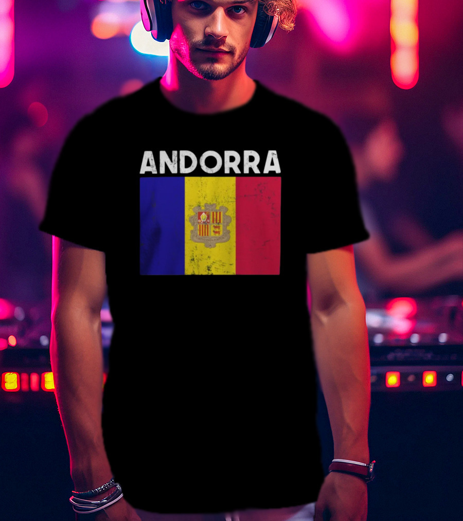 ANDORRA Flag Andorra4032 Iconic Symbol Emblem T-Shirt