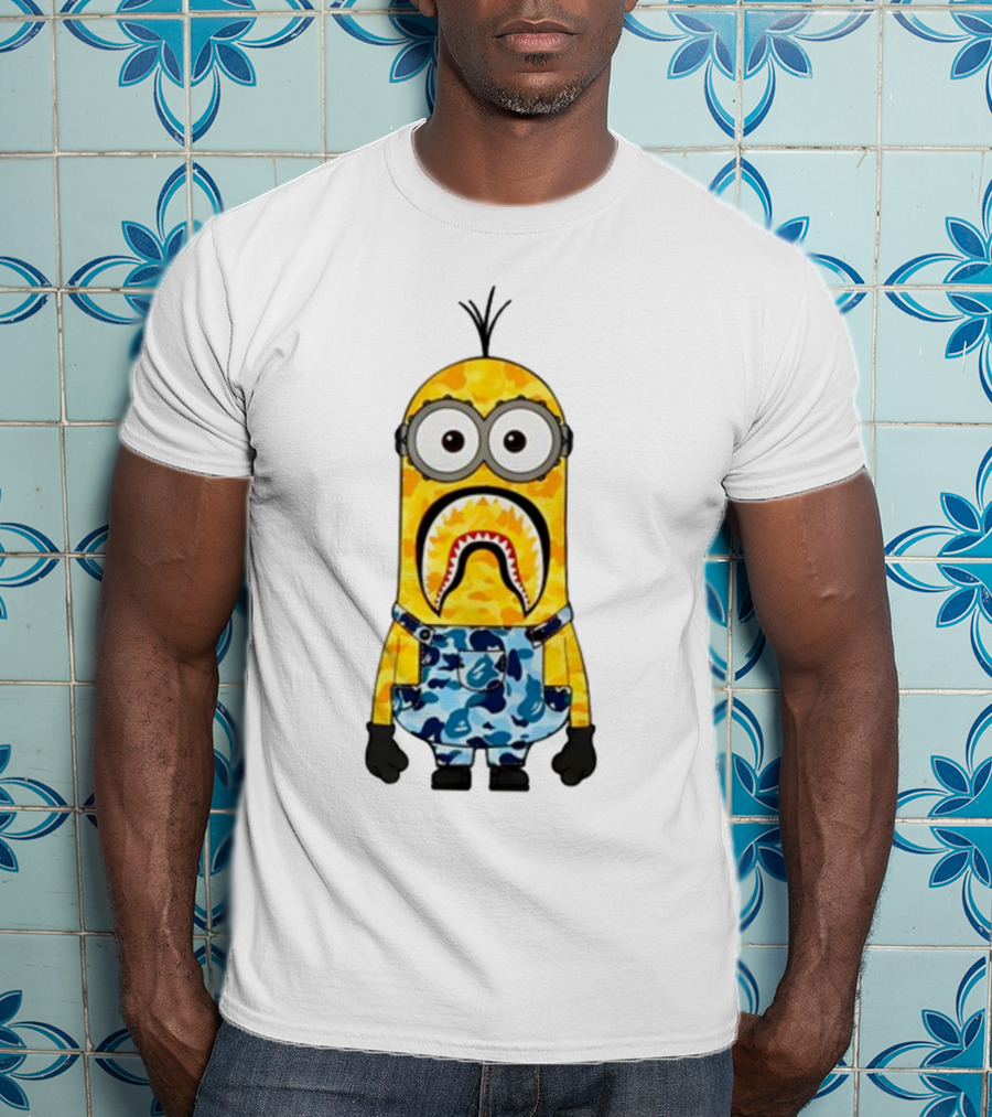 Karl Stealing George’s Minion A Bathing Ape Camo Shark T-Shirt