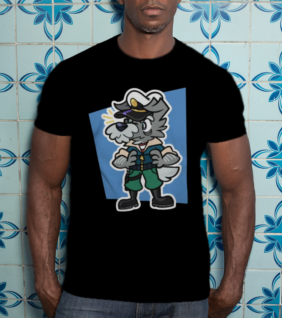 Yoshiemblem Melted Ice Crown Puddle Commander Dog Navy Uniform T-Shirt